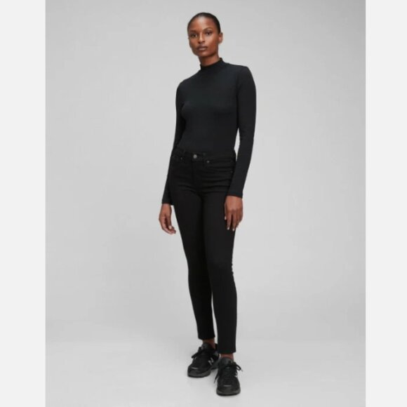 GAP Mid Rise True Skinny Ankle Jeans Black Rinse Size 26/2 RT$80 NWT Biker Moto - Picture 6 of 15